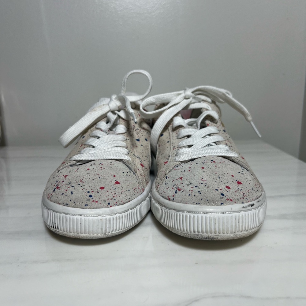 Puma Men's Natural Paint Splatter Sneakers Suede Classic Allo Gray Size 8.5 - Picture 2 of 13